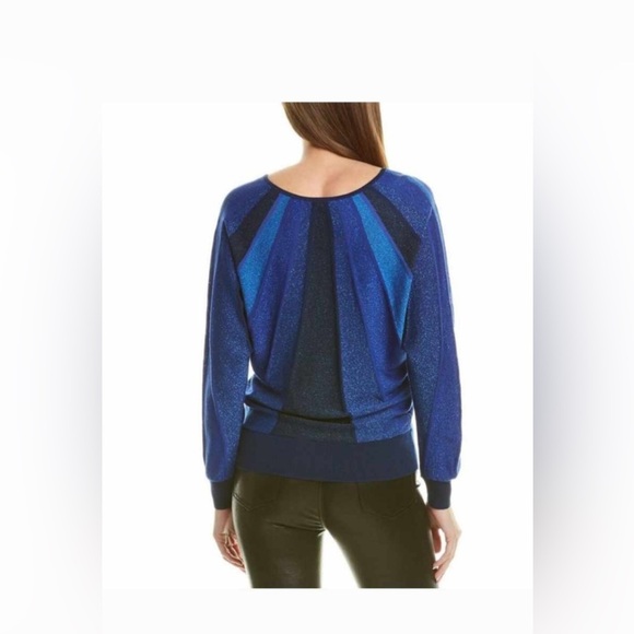 Trina Turk Wool Blend Shimmer Blue Sweater Size S - Picture 2 of 7